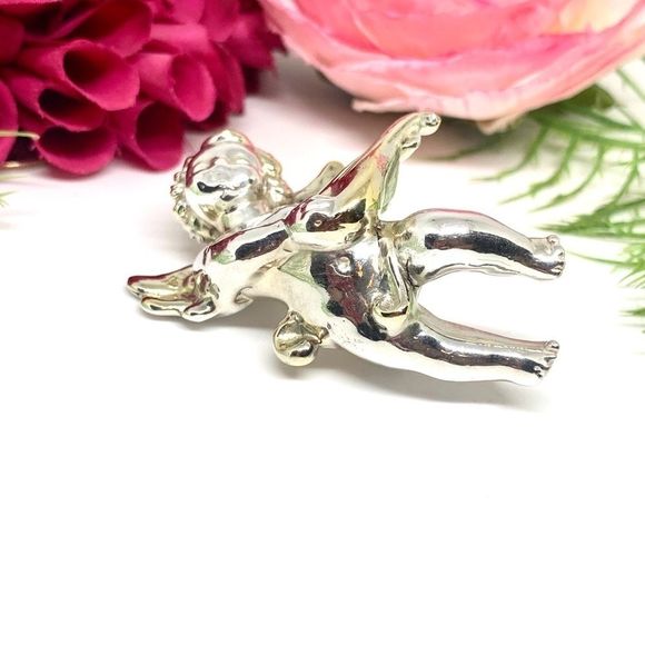 VINTAGE⚜️Sterling Artisan SAM PHILIPE Cherub Pin - Picture 5 of 14
